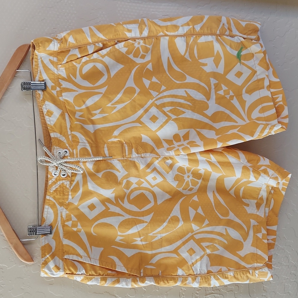 Tommy Bahama Mens Large Mustard/White Swim Trunks